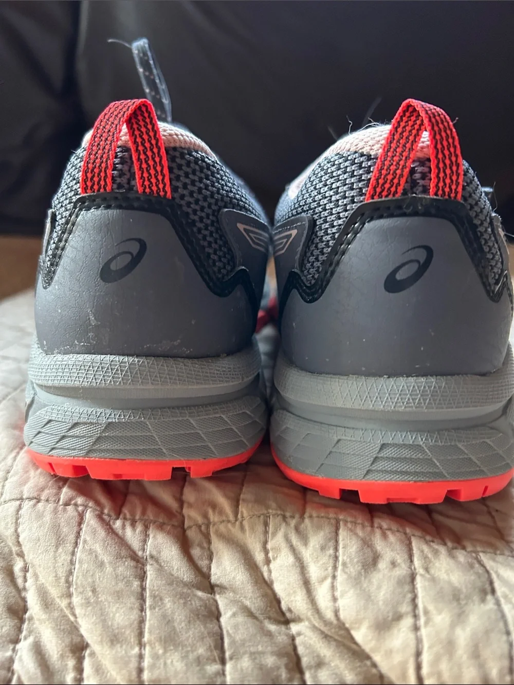 Asics Women’s Athletic Running Shoes in Gray with Red Accents